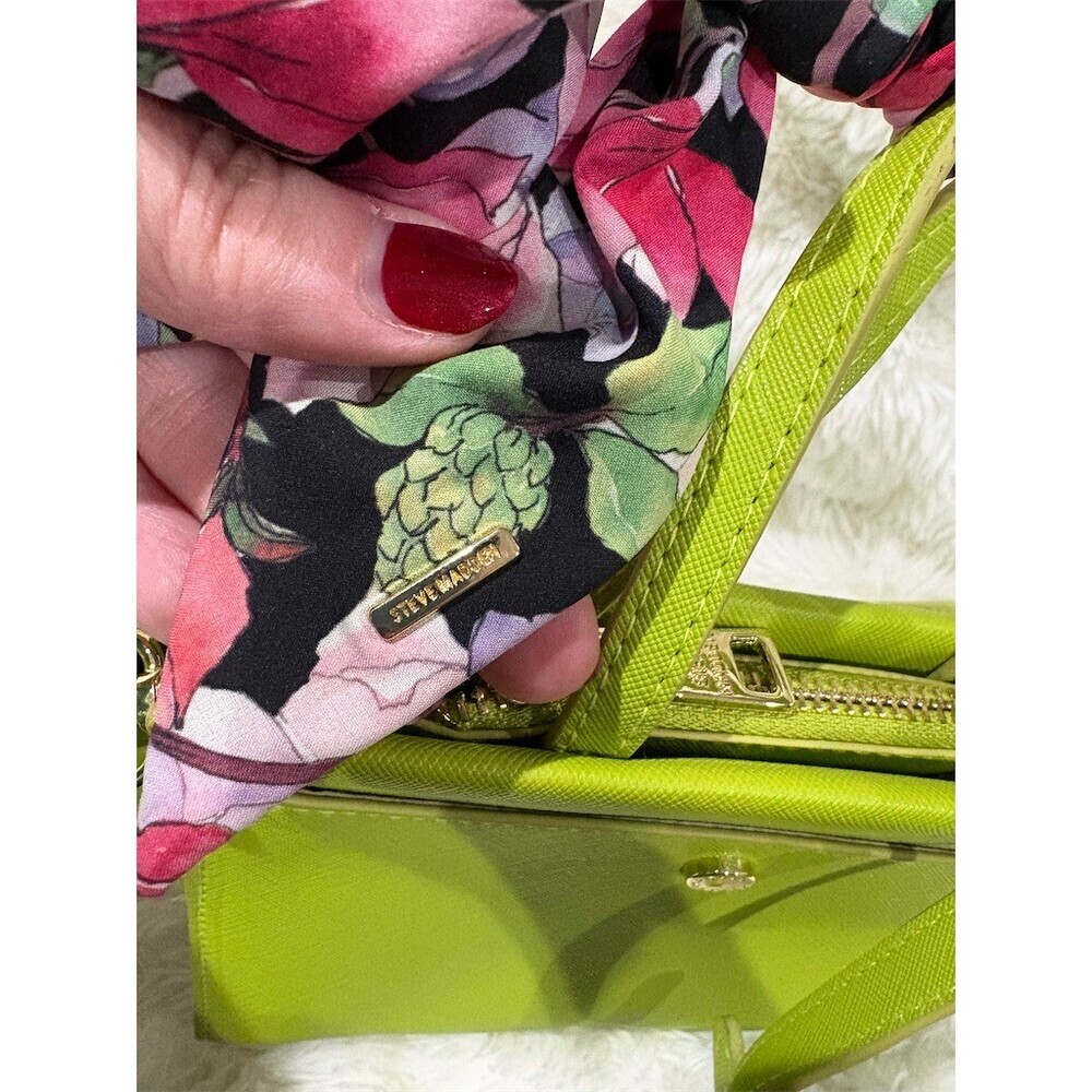 Steve Madden Satchel Bag Womens Mini Lime Green Crossbody Floral Scarf - Picture 4 of 10